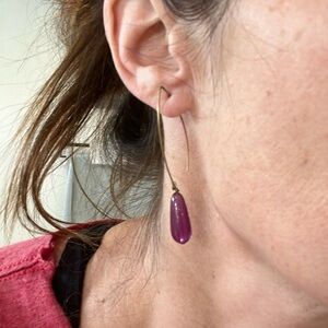 Amethyst drop wire earrings